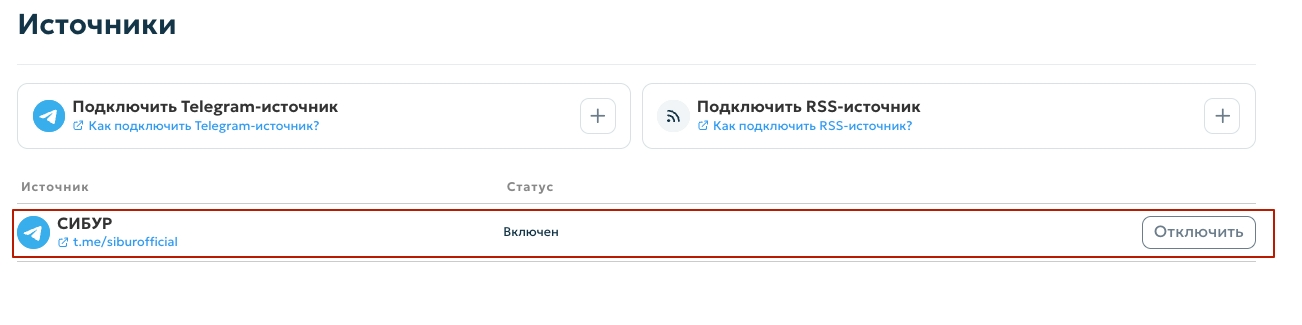 Результат подключения Telegram